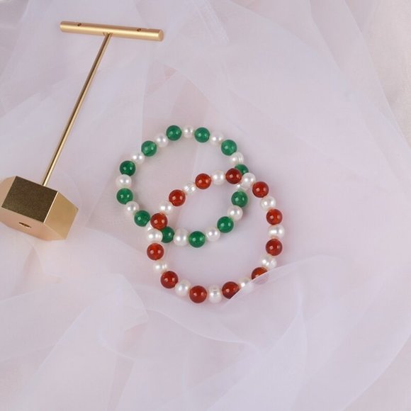 Real Pearl w/ Natural Agate Bracelet - Picture 8 of 13